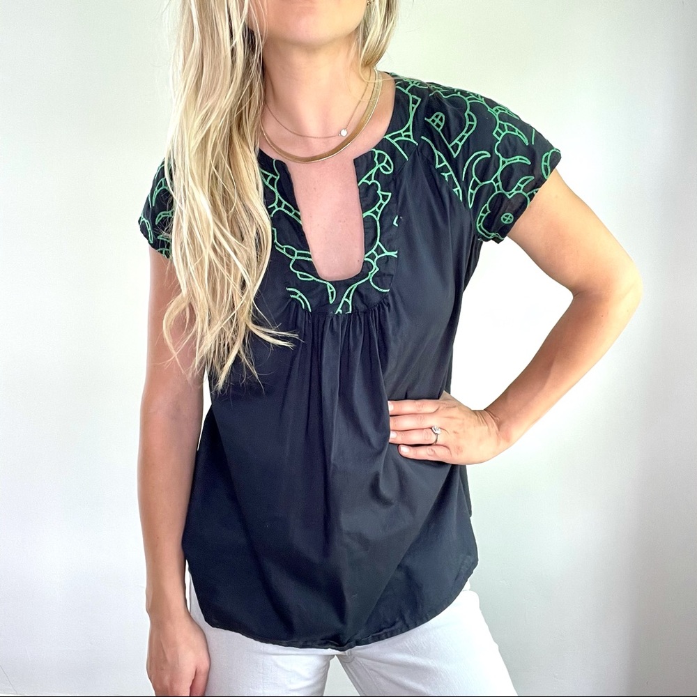 Anthropologie Tabitha Blue Green Embroidered Top 6